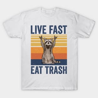 Live Fast Eat Trash Cute Raccoon Vintage T-Shirt